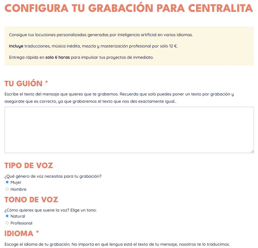 Contratar un mensaje telefónico en varios idiomas-Paso 2